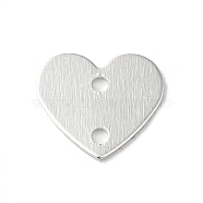 Brass Connector Charms, Heart Links, 925 Sterling Silver Plated, 10x11x0.6mm, Hole: 1.4mm(KK-P259-25S)