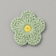 Two Tone Polyester Knitted Ornament Accessories, for DIY Sewing Crafts, Flower, Dark Sea Green, 25~26x26~27x2mm(DIY-WH0308-416A)