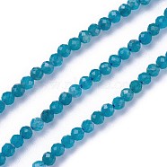 Natural Apatite Beads Strands, Faceted, Round, Dark Cyan, 2~2.5mm, Hole: 0.5mm, about 180~200pcs/strand, 14.5~16.1 inch(37~41cm)(G-F619-13B-2mm)