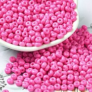 Baking Paint Glass Seed Beads, Donut, Deep Pink, 4x2.5mm, Hole: 1mm, about 6205pcs/pound(SEED-B001-02A-01)