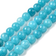 Natural Dyed Jade Beads Strands, Round, Deep Sky Blue, 8.5mm, Hole: 0.8mm, about 45~46pcs/strand, 14.69''~15.04''(37.3~38.2cm)(G-M402-C03-03)