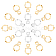 304 Stainless Steel Hanger Rings, Ring, Golden & Stainless Steel Color, 14x9.5x1mm, Hole: 2mm, Inner Diameter: 6.5mm, 80pcs/box(STAS-UN0010-75)