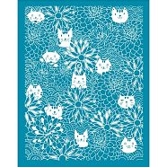 Silk Screen Printing Stencil, for Painting on Wood, DIY Decoration T-Shirt Fabric, Cat Pattern, 100x127mm(DIY-WH0341-276)