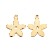 201 Stainless Steel Pendants, Flower, Real 24k Gold Plated, 15.5x13x0.8mm, Hole: 1.4mm(STAS-K217-22G)