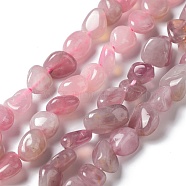 Natural Rose Quartz Beads Strands, Nuggets, 8~10x8~10mm, Hole: 0.8mm, 15.35''(39cm)(G-P497-01A-02-A)