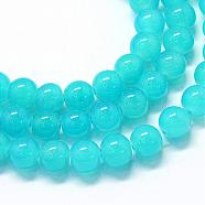 Baking Painted Imitation Jade Glass Round Bead Strands, Medium Turquoise, 12~12.5mm, Hole: 1.5mm, about 68~70pcs/strand, 31.8 inch(DGLA-Q021-12mm-06)