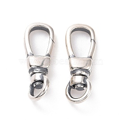 925 Sterling Silver Swivel Clasps, Antique Silver, 17.5x6.5x4mm, Hole: 2x3.5mm, Inner Diameter: 7x4mm(STER-D036-07AS)