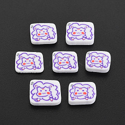Handmade Polymer Clay Cabochons, Rectangle with Girl, Blue Violet, 7.5~8.5x8~10.5x2mm, about 5500pcs/1000g, about 5500pcs/1000g(CLAY-N006-140)
