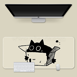 Rubber with Cloth Mouse Pad, Rectangle with Cat Pattern, Black, 800x400mm(PC-PW0001-35B-02)