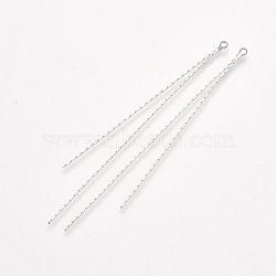 Brass Chain Tassel Big Pendants, Real Platinum Plated, 77x2x0.5mm, Hole: 1.6mm(KK-T035-130P)