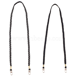 WADORN&reg 2Pcs 2 Style Braided Cord Bag Straps, for Crossbody Bag Accessories, Black, 114x1.5x0.2cm & 118x1.4x0.4cm, 1pc/style(FIND-WR0005-36)