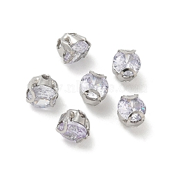 Round Stainless Steel Prong Settings, with Cubic Zirconia Faceted, Lavender, 3x3mm, Hole: 0.8mm, about 300pcs/set(STAS-M104-01J)