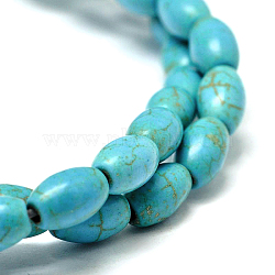 Dyed Synthetic Turquoise Bead Strands, Oval, Medium Turquoise, 10x8mm, Hole: 1mm, about 38pcs/strand, about 15 inch(G-M143-05-B)