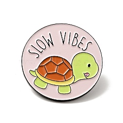 Tortoise with Word Slow Vibes Enamel Pin, Electrophoresis Black Alloy Brooch for Backpack Clothes, Misty Rose, 30.5x2mm(JEWB-G018-11C-EB)