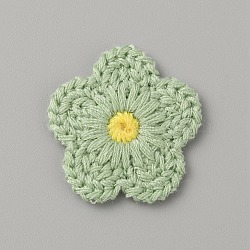 Two Tone Polyester Knitted Ornament Accessories, for DIY Sewing Crafts, Flower, Dark Sea Green, 25~26x26~27x2mm(DIY-WH0308-416A)