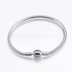 304 Stainless Steel European Style Chains Bracelet Making, with Clasps, Stainless Steel Color, 7-7/8 inch(200mm), 3mm(STAS-E428-12A-P)