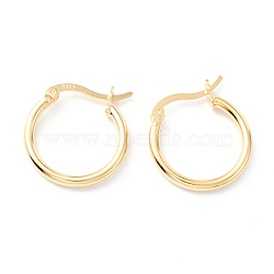925 Sterling Silver Hoop Earrings, Chunky Small Huggie Hoop Earrings for Women, Golden, 18.5x17.5x2mm, Pin: 0.6x1.2mm(STER-P047-13B-G)