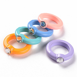 Opaque Acrylic Finger Rings, Mixed Color, US Size 7 1/2(17.7mm)(RJEW-T016-06)