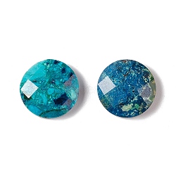 Natural Chrysocolla Cabochons, Faceted, Round, 12x4mm(G-A205-03A)