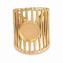 304 Stainless Steel Cuff Rings Ring Components, Round Pad Ring Setting, Ion Plating(IP), Golden, 25.5mm, 18mm, Tray Size: 10mm(SA-CBA098D-01G-B)
