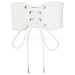 1Pc Imitation Leather Stretch Knot Waist Belts for Women, White, 750x102x11mm(AJEW-CL0002-91A)