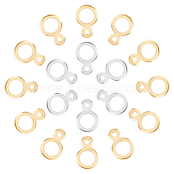 304 Stainless Steel Hanger Rings, Ring, Golden & Stainless Steel Color, 14x9.5x1mm, Hole: 2mm, Inner Diameter: 6.5mm, 80pcs/box(STAS-UN0010-75)