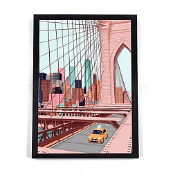 DIY 5D New York City Canvas Diamond Painting Kits, with Resin Rhinestones, Sticky Pen, Tray Plate, Glue Clay, Frame and Drawing Pin, for Home Wall Decor Full Drill Diamond Art Gift, Brooklyn Bridge, 399x297x3mm(DIY-C018-02)