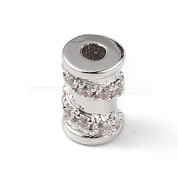 Rack Plating Brass Micro Pave Clear Cubic Zirconia Beads, Cadmium Free & Lead Free, Long-Lasting Plated, Column, Platinum, 8x5mm, Hole: 2mm(KK-C019-29P)