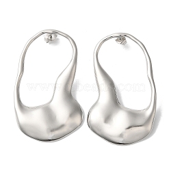 Titanium Steel Stud Earrings for Women, Oval, Stainless Steel Color, 51x30mm(EJEW-C110-16P)