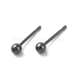 Brass Stud Earrings, Long-Lasting Plated, Gunmetal, 3mm(EJEW-D112-01B)