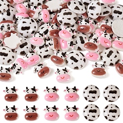 Pandahall 60Pcs 3 Styles Opaque Resin Cabochons, Cute Animal Cow Cabochons, Mixed Color, 10~12.5x10~12.5x3mm, 20pcs/style(RESI-TA0002-28)