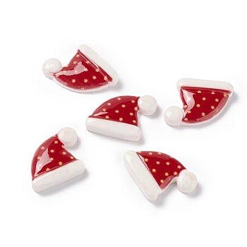 Christmas Themed Opaque Resin Cabochons, Christmas Hat, Red, 16x21x4mm