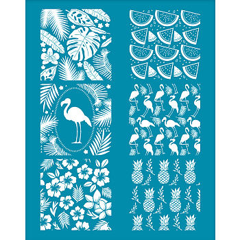Silk Screen Printing Stencil, for Painting on Wood, DIY Decoration T-Shirt Fabric, Summer Themed Pattern, 100x127mm