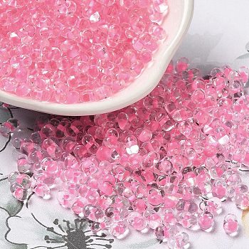 Glass Seed Beads, Peanut, Hot Pink, 5.5~6x3~3.5x3mm, Hole: 1~1.2mm, about 4000pcs/pound