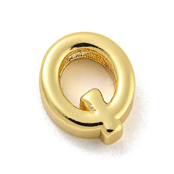 Brass Pendants, Real 18K Gold Plated, Letter Q, 9.5x8x3mm, Hole: 1.2mm