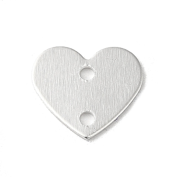 Brass Connector Charms, Heart Links, 925 Sterling Silver Plated, 10x11x0.6mm, Hole: 1.4mm