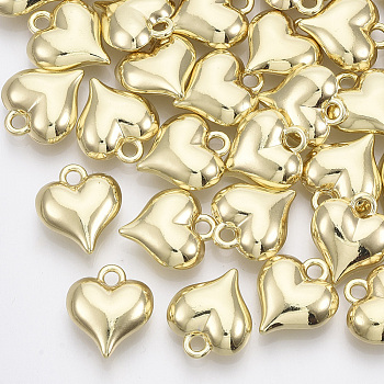 Alloy Pendants, Heart, Light Gold, 16x14x6mm, Hole: 2mm