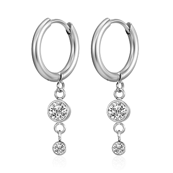 Elegant Stainless Steel Earrings with Simple Diamond Inlay for Women