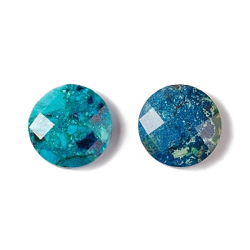 Natural Chrysocolla Cabochons, Faceted, Round, 12x4mm