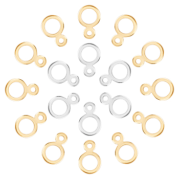 304 Stainless Steel Hanger Rings, Ring, Golden & Stainless Steel Color, 14x9.5x1mm, Hole: 2mm, Inner Diameter: 6.5mm, 80pcs/box