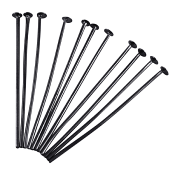 Iron Flat Head Pins, Nickel Free, Gunmetal, 70x0.7mm, 21 Gauge, Hole: 2mm, about 1800pcs/500g, Head: 2.5mm