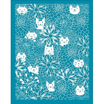 Silk Screen Printing Stencil, for Painting on Wood, DIY Decoration T-Shirt Fabric, Cat Pattern, 100x127mm