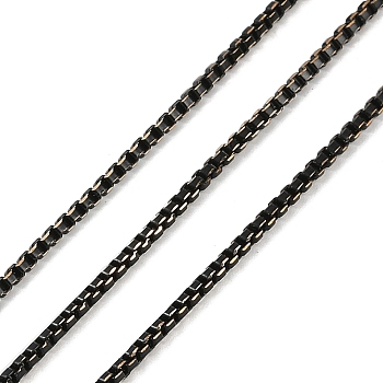 Rack Plating Brass Box chain, Black, 1.6mm, 20yard/roll