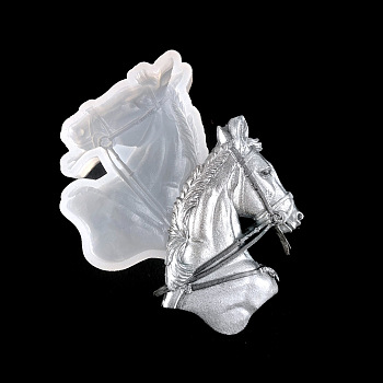 DIY Horse Head Ornament Food Grade Silicone Molds, Resin Casting Molds, For UV Resin, Epoxy Resin Craft Making, White, 95x70x14mm