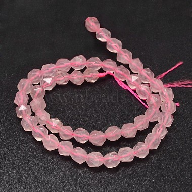 170.00 Cts Natural Faceted Pink Rose Quartz Round Shape Beads Necklace NK 54E114
