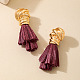 Alloy & Raffia Tassel Stud Earrings(FS-WG3975A-01)-5