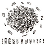 120Pcs 12 Styles Tibetan Style Alloy Tube Beads, Column, Antique Silver, 6~14x2.5~7mm, Hole: 1.2~4mm, 10pcs/style(FIND-PH0020-79)