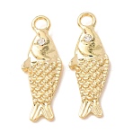 Alloy with Crystal Rhinestone Pendants, Fish Charms, Rack Plating, Cadmium Free & Lead Free, Golden, 29.5x11x3.5mm, Hole: 2.5mm(AL-CBA7256-07G)