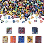 45G 9 Colors 2-Hole Baking Paint Glass Seed Beads, Square, Mixed Color, 5x5x2mm, Hole: 0.7~1mm, about 5g/color(SEED-TA0001-71)