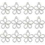 Alloy Pendants, Hollow, Flower Charm, Silver, 19x17.5x1mm, Hole: 1.2mm, 50pcs/box(FIND-SC0005-97)